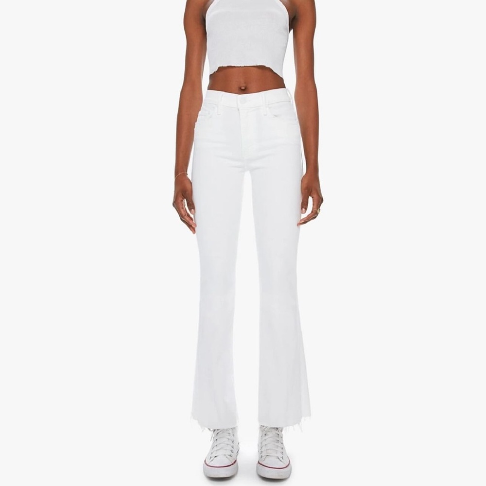 MOTHER the weekender White Flare Wide Leg Jeans